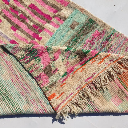 Sghira - Beige Pink Vintage Moroccan Rug 6x10 | Berber Authentic Handmade Wool Carpet | 6x10 Ft | 185x300 cm - OunizZ