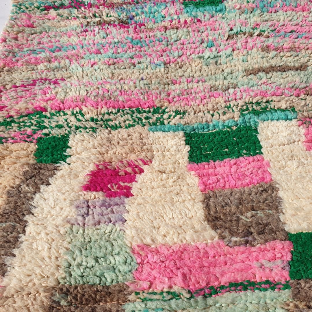 Sghira - Beige Pink Vintage Moroccan Rug 6x10 | Berber Authentic Handmade Wool Carpet | 6x10 Ft | 185x300 cm - OunizZ