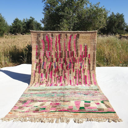 Sghira - Beige Pink Vintage Moroccan Rug 6x10 | Berber Authentic Handmade Wool Carpet | 6x10 Ft | 185x300 cm - OunizZ