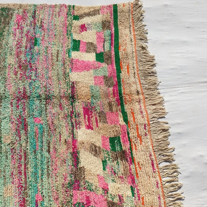 Sghira - Beige Pink Vintage Moroccan Rug 6x10 | Berber Authentic Handmade Wool Carpet | 6x10 Ft | 185x300 cm - OunizZ