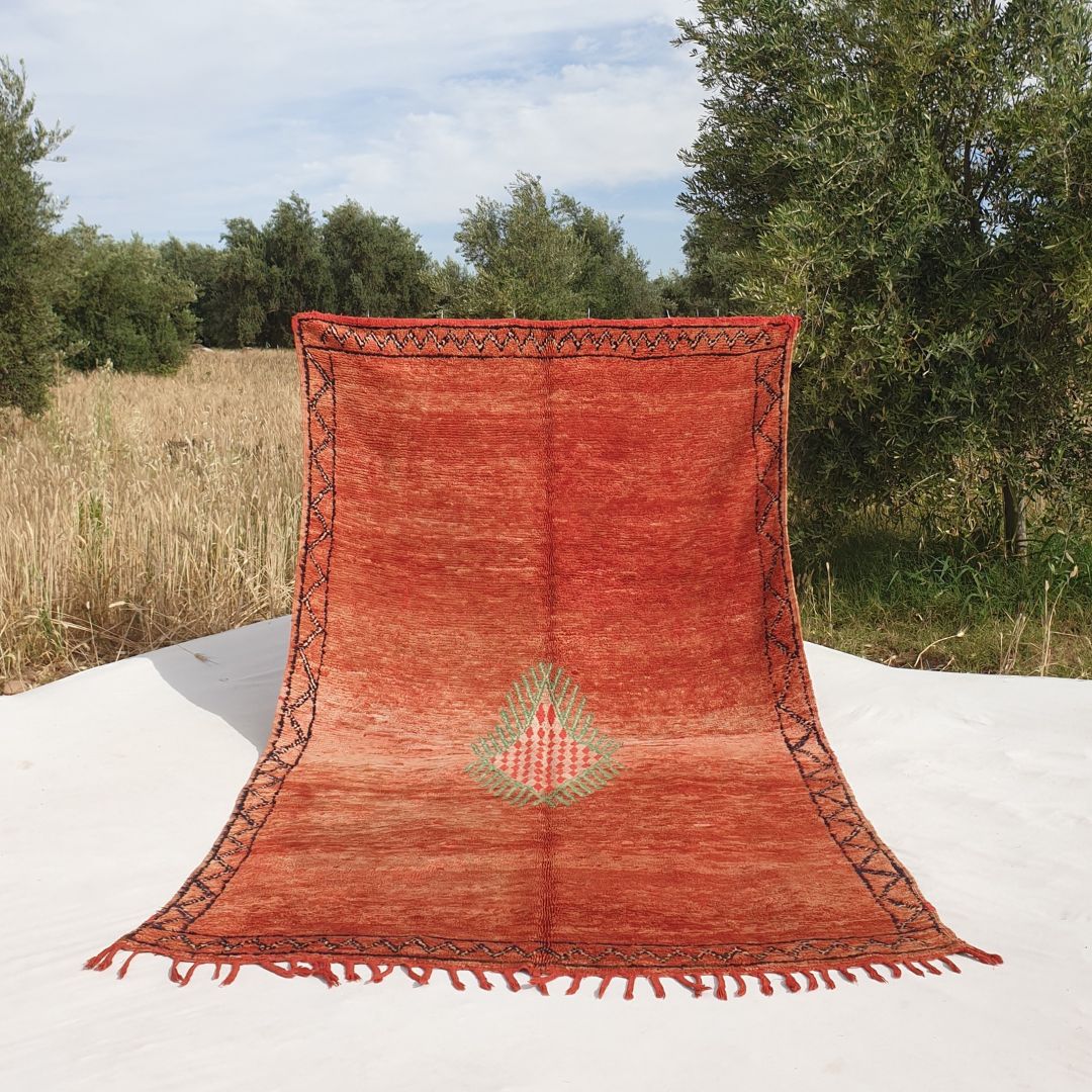 Siana - Red Vintage Moroccan Rug 6x10 | Berber Authentic Handmade Wool Carpet | 6x10'40 Ft - 182x316 cm - OunizZ