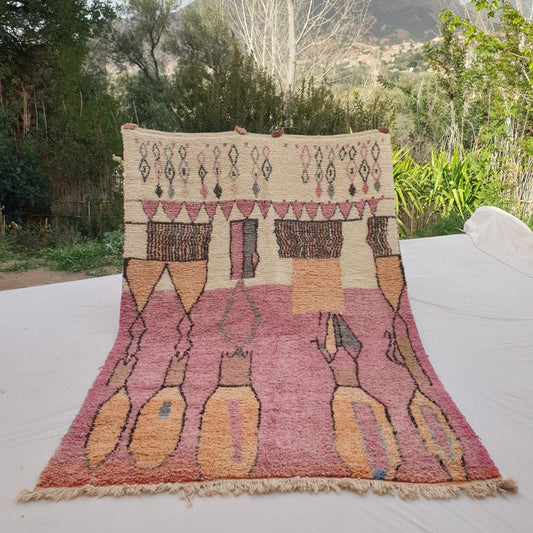 Siati - Pink Moroccan Rug 6x9 Berber Boujad Handmade | 6'56x9'65 Ft | 200x294 cm - OunizZ