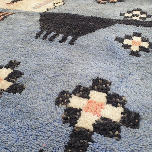 Smala | Beni Ourain 7x10 Sky Blue Moroccan Rug Ultra Soft | Handmade Berber Wool Carpet | 7x10 Ft | 212x305 cm - OunizZ