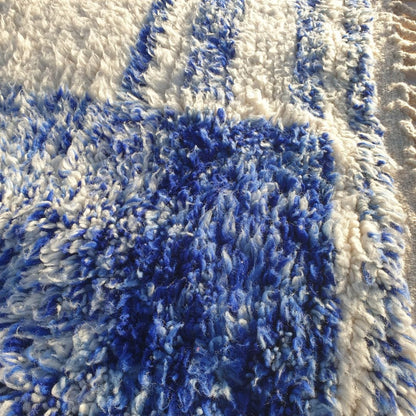 Smawya | Blue 6x9 Moroccan Rug Soft Beni Ourain | Berber Handmade Wool Carpet | 6'89x9'45 Ft | 210x288 cm - OunizZ