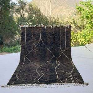 Takya | Brown Black Moroccan Rug 6x9 Authentic Beni Ourain | Handmade Berber Wool Carpet | 6'66x9'84 Ft | 203x300 cm - OunizZ