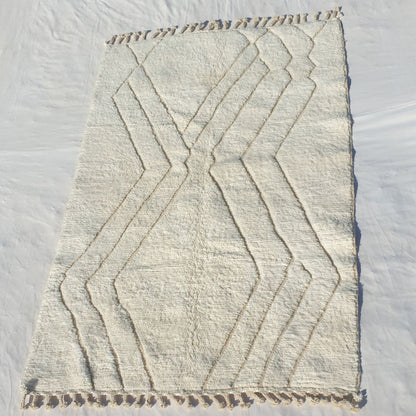 Dense plush pile and subtle earthy chevron contrast in this sumptuous Beni Ourain Berber carpet