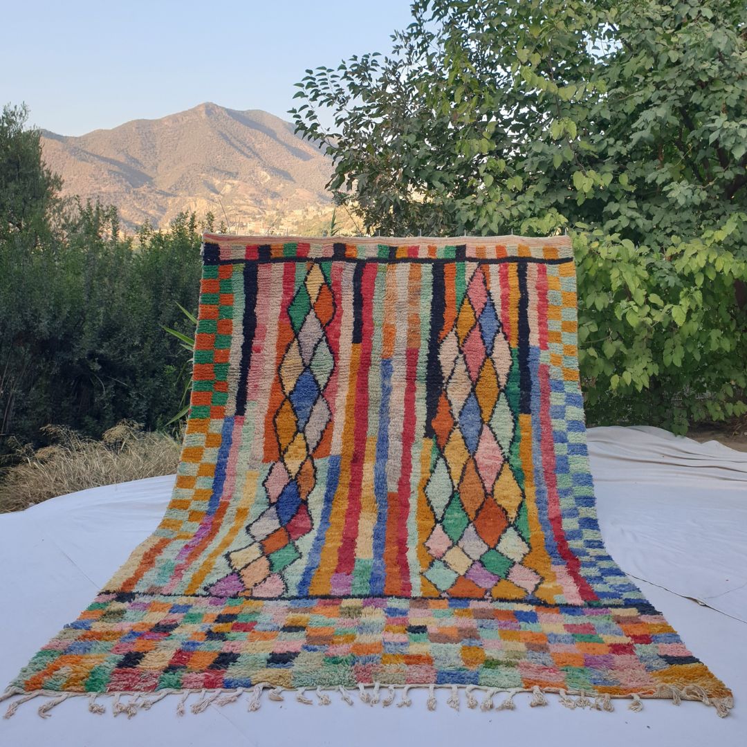 Talka | Colorful Beni Ourain 6x9 Moroccan Rug | Handmade Berber Wool Carpet | 6'76x9'55 Ft | 206x291 cm - OunizZ