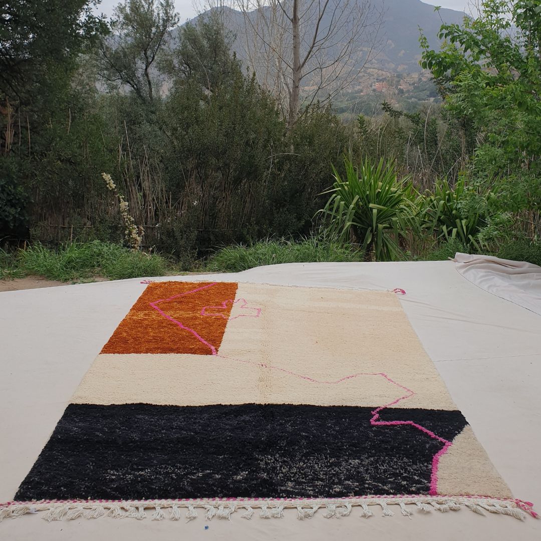 Taybi | Beni Ourain 7x10 Moroccan Rug Ultra Soft | Handmade Berber Wool Carpet | 7x10'56 Ft | 214x322 cm - OunizZ