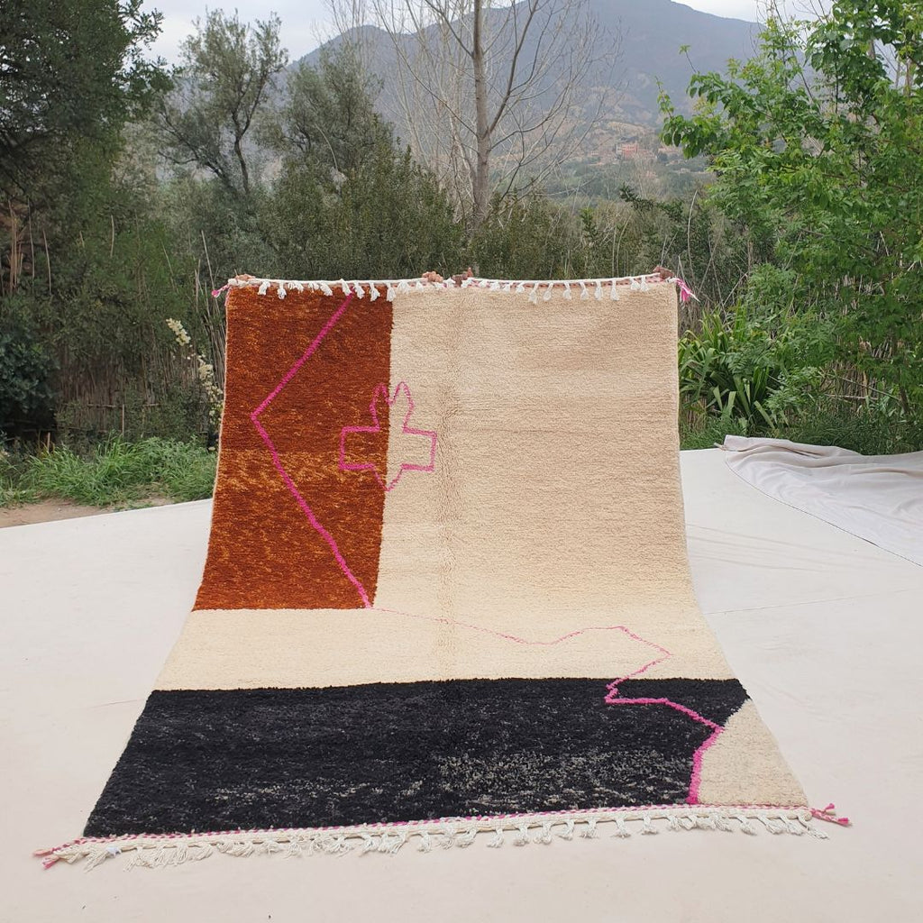 Taybi | Beni Ourain 7x10 Moroccan Rug Ultra Soft | Handmade Berber Wool Carpet | 7x10'56 Ft | 214x322 cm - OunizZ