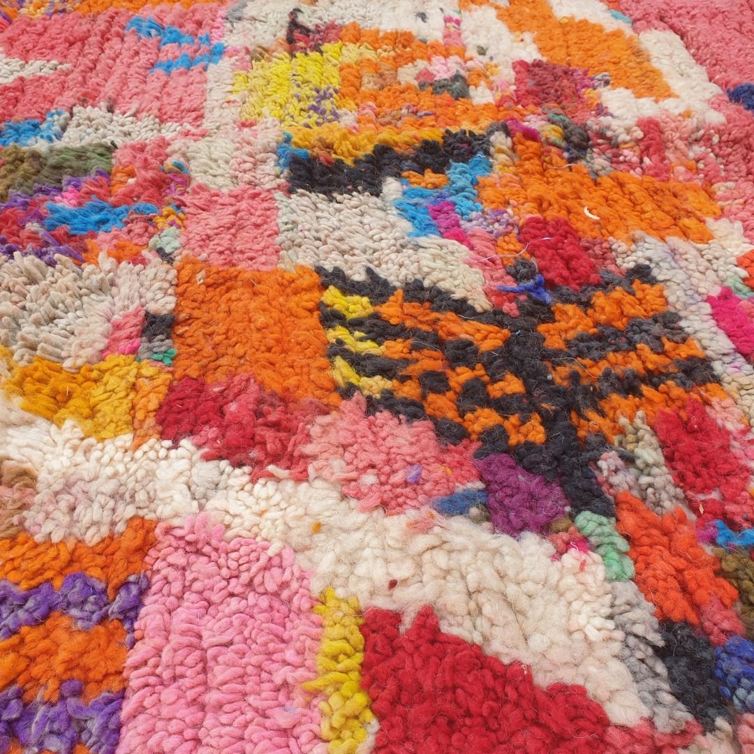 Tayrca - 9x12 Moroccan Rug - Coral Pink Multicolor Boujad Berber Handwoven Wool Carpet | 9'7"×12'8" Ft | 293×386 cm - OunizZ