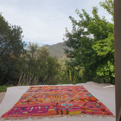 Tayrca - 9x12 Moroccan Rug - Coral Pink Multicolor Boujad Berber Handwoven Wool Carpet | 9'7"×12'8" Ft | 293×386 cm - OunizZ