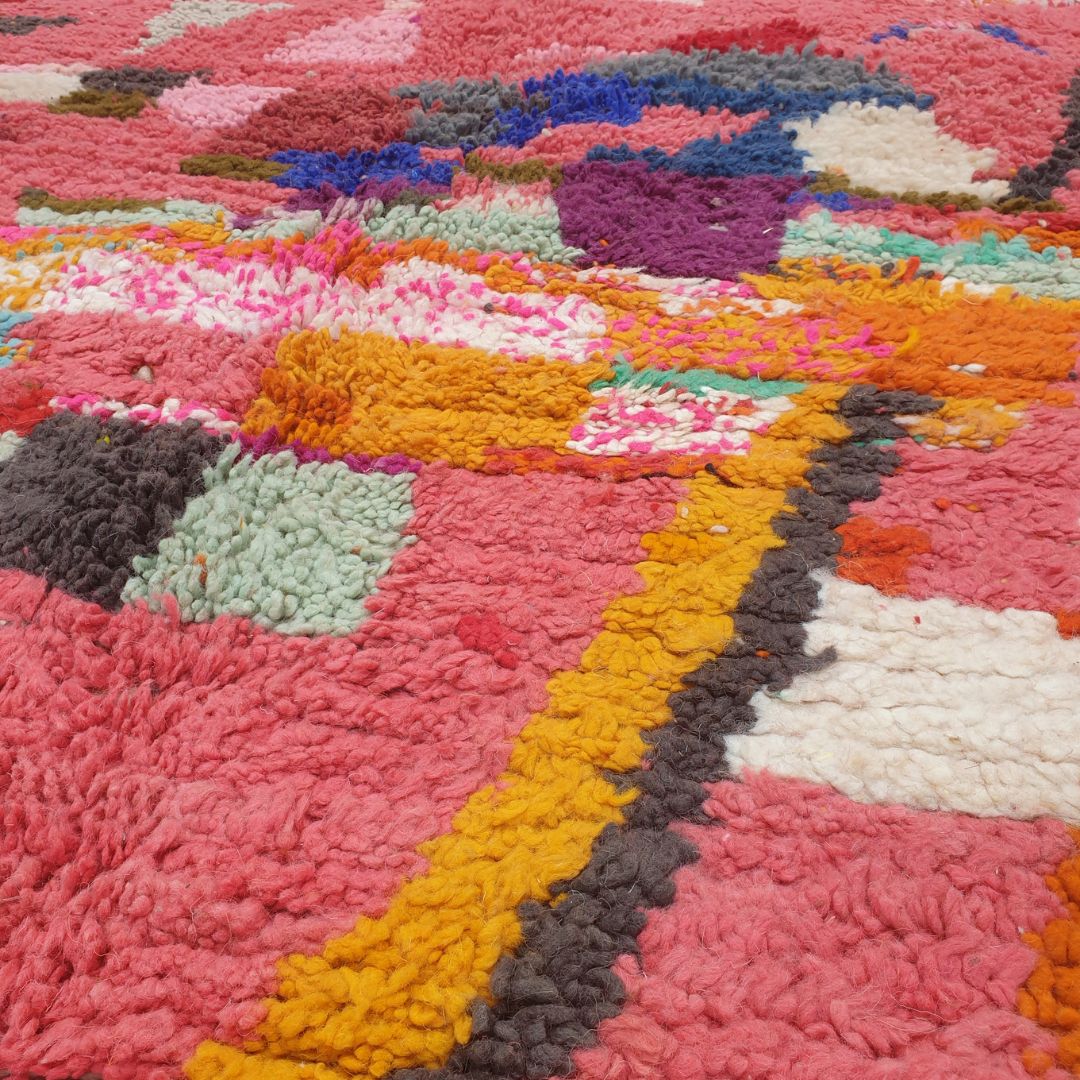 Tayrca - 9x12 Moroccan Rug - Coral Pink Multicolor Boujad Berber Handwoven Wool Carpet | 9'7"×12'8" Ft | 293×386 cm - OunizZ