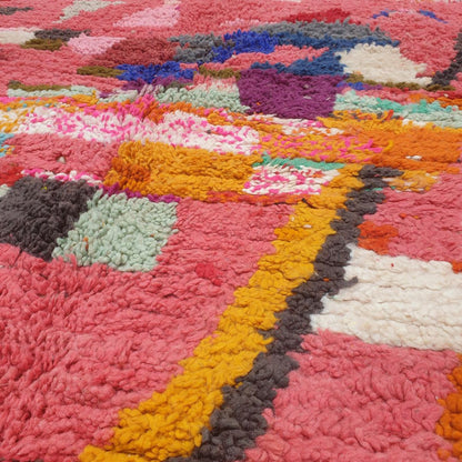 Tayrca - 9x12 Moroccan Rug - Coral Pink Multicolor Boujad Berber Handwoven Wool Carpet | 9'7"×12'8" Ft | 293×386 cm - OunizZ