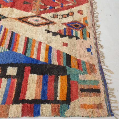 Tbila - 9x12 Moroccan Rug - Cream Multicolor Diamond Boujad Berber Handwoven Wool Carpet | 9'8"×12'8" Ft | 296×388 cm - OunizZ