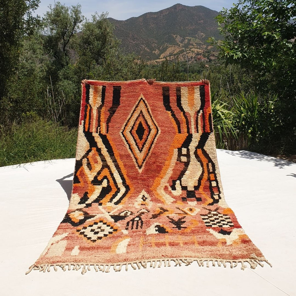 Tialna - Red Moroccan Rug 5x8 Boujad Berber | Authentic Berber Living room & Bedroom Rug | 4'92x8'13 Ft | 150x248 cm - OunizZ