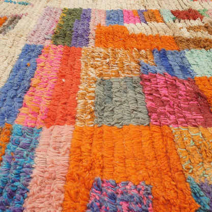 Tmaca - 10x12 Moroccan Rug - Cream Multicolor Stripe Patchwork Boujad Berber Handwoven Wool Carpet | 10'2"×12'5" Ft | 311×380 cm - OunizZ