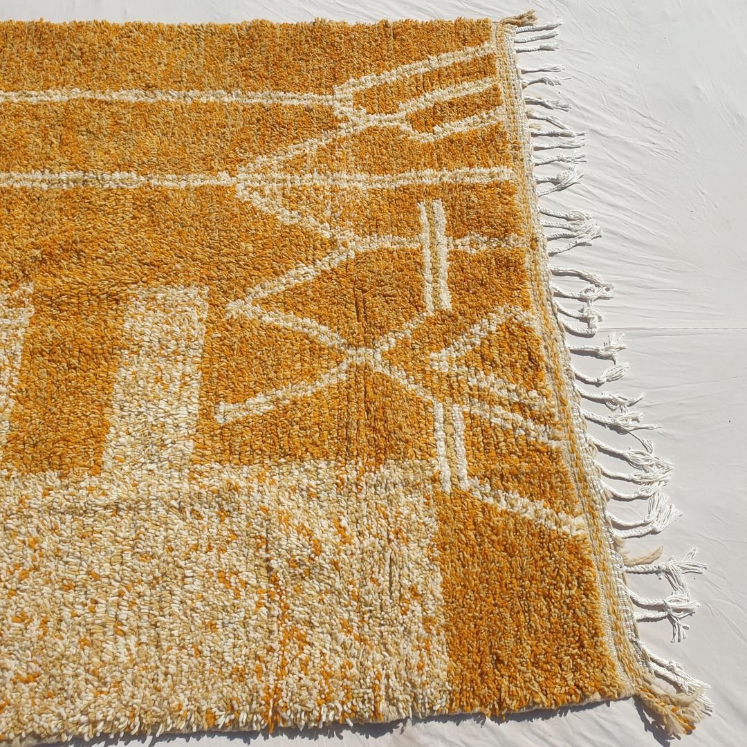 Tricia | Yellow Moroccan Rug 6x9 - Handmade Beni Ourain Wool Rug | 6'63x9'29 ft | 202x283 cm - OunizZ