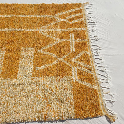 Tricia | Yellow Moroccan Rug 6x9 - Handmade Beni Ourain Wool Rug | 6'63x9'29 ft | 202x283 cm - OunizZ