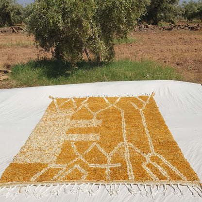 Tricia | Yellow Moroccan Rug 6x9 - Handmade Beni Ourain Wool Rug | 6'63x9'29 ft | 202x283 cm - OunizZ