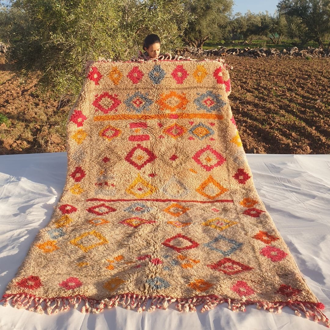 Wania - Beni Mrirt Luxurious 6x10 Moroccan Rug Ultra Soft & Thick | Berber Handmade Wool Carpet | 6'56x10' Ft | 200x303 cm - OunizZ