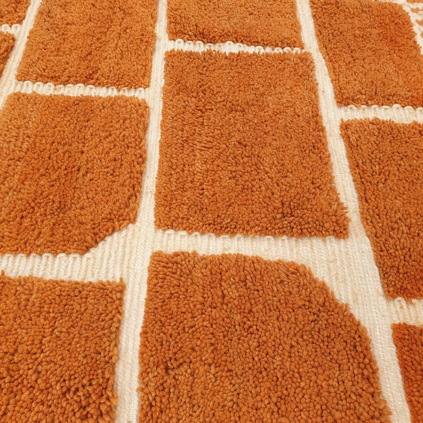 Rust Checkered Moroccan Rug 7x9 Beni Ourain Berber | Free Shipping – OunizZ