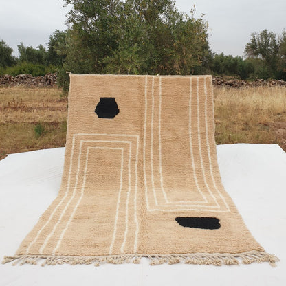 Yakachi | Beige Moroccan rug 6x10 Ultra Soft Beni Ourain | 6'76x10'10 Ft | 206x308 cm - OunizZ