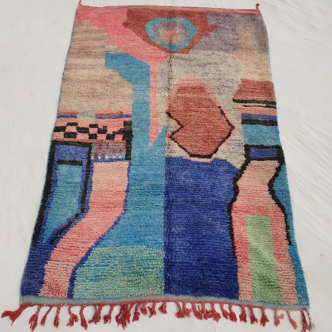 Yamam - Moroccan Boujad Rug 6x9 | Berber Colorful Handmade Rug 100% Wool | 9'30x6 Ft | 284x184 cm - OunizZ