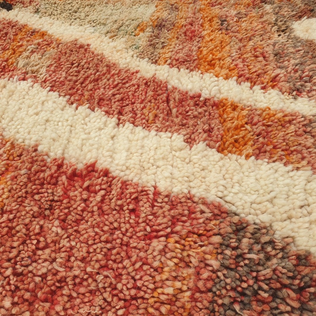 Zafla - Rust Moroccan Rug with Cream Triangle Mountain Design - Handwoven Berber Carpet | 6'3"x10'4" Ft | 191x316 cm - OunizZ