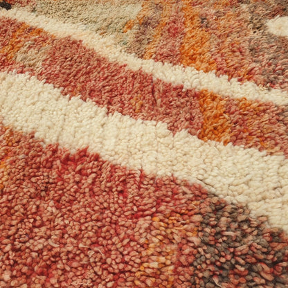 Zafla - Rust Moroccan Rug with Cream Triangle Mountain Design - Handwoven Berber Carpet | 6'3"x10'4" Ft | 191x316 cm - OunizZ