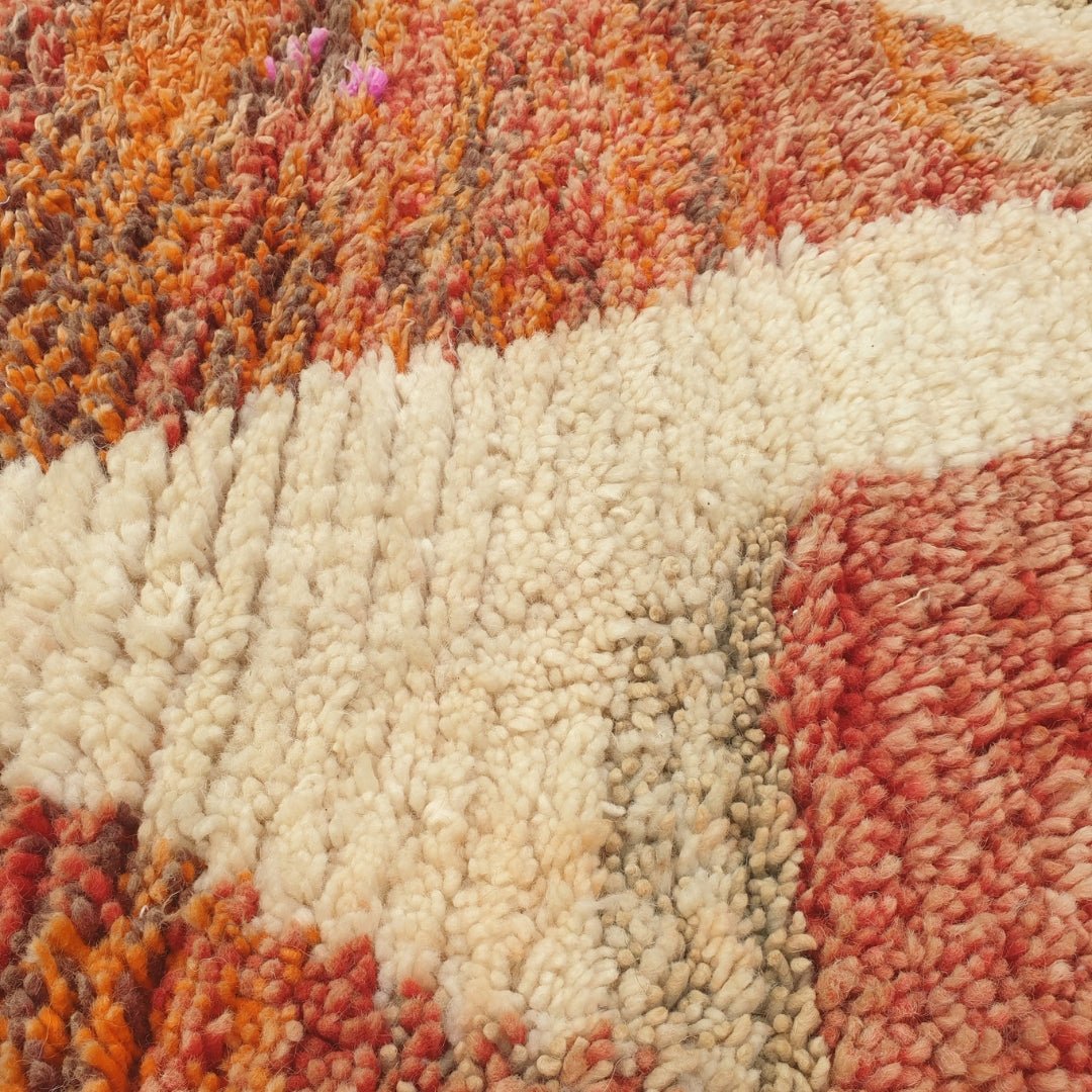 Zafla - Rust Moroccan Rug with Cream Triangle Mountain Design - Handwoven Berber Carpet | 6'3"x10'4" Ft | 191x316 cm - OunizZ