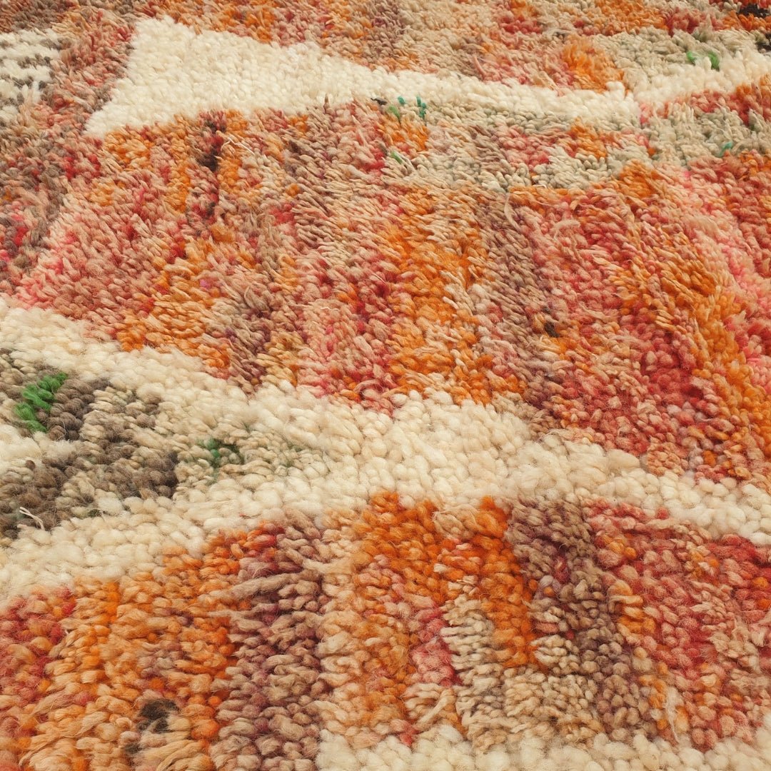 Zafla - Rust Moroccan Rug with Cream Triangle Mountain Design - Handwoven Berber Carpet | 6'3"x10'4" Ft | 191x316 cm - OunizZ