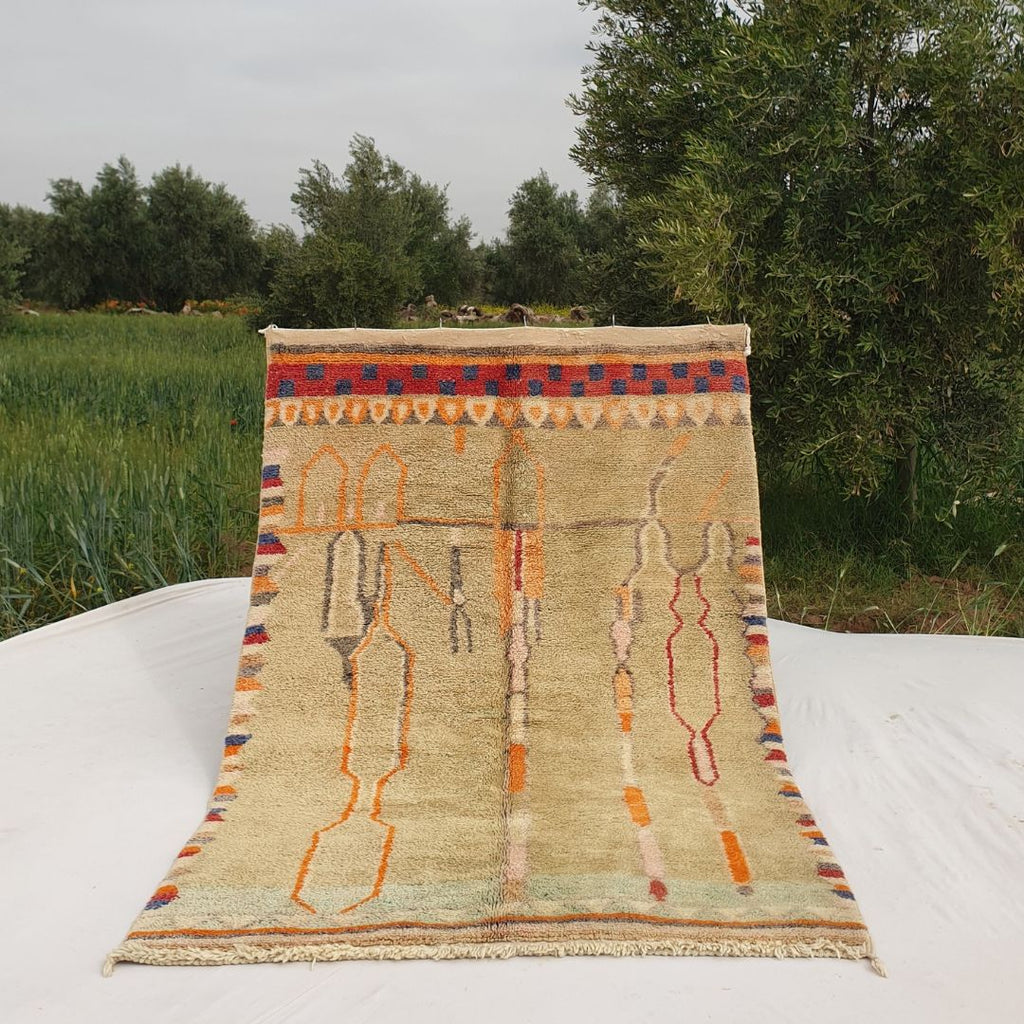 Zayti - Green Moroccan Boujad Rug 5x7 | Handmade with 100% Authentic wool | 7'50x5'10 Ft | 230x156 cm - OunizZ