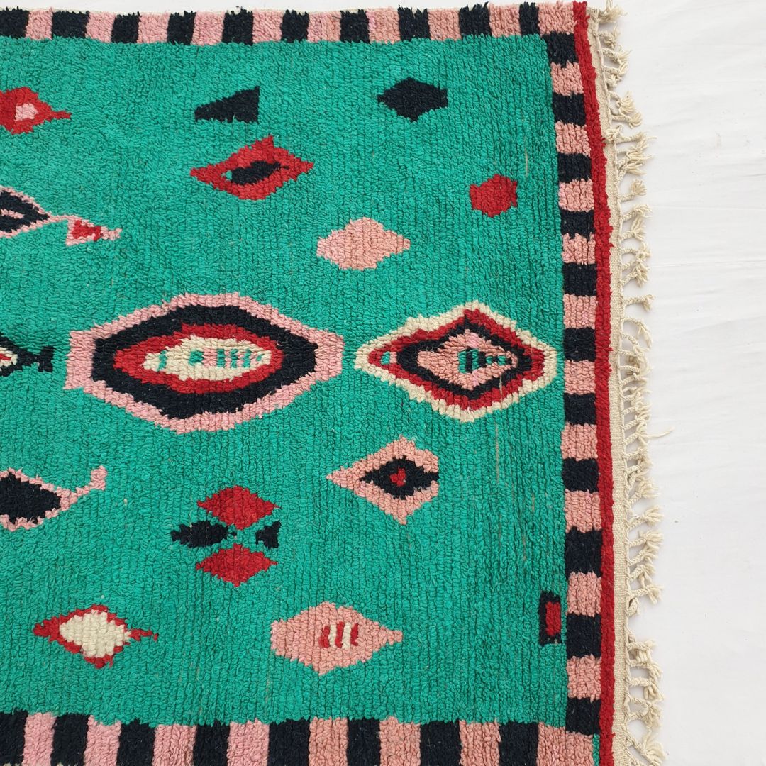 Zumrud - Green Boujad Moroccan Rug 5x8 | Handmade with 100% Authentic Wool | 8'80x5'20 Ft | 270x157 cm - OunizZ
