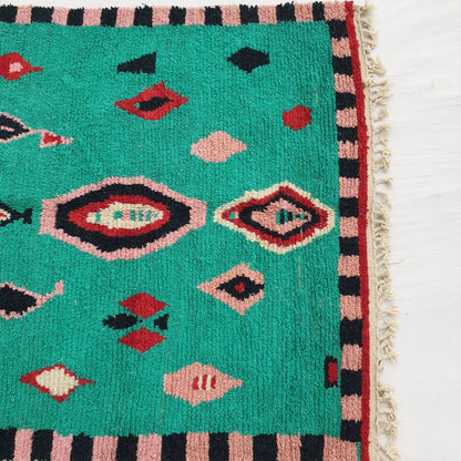 Zumrud - Green Boujad Moroccan Rug 5x8 | Handmade with 100% Authentic Wool | 8'80x5'20 Ft | 270x157 cm - OunizZ