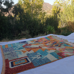 KHARSS | 9x6'8 Ft | 273x208 cm | Moroccan Colorful Rug | 100% wool handmade