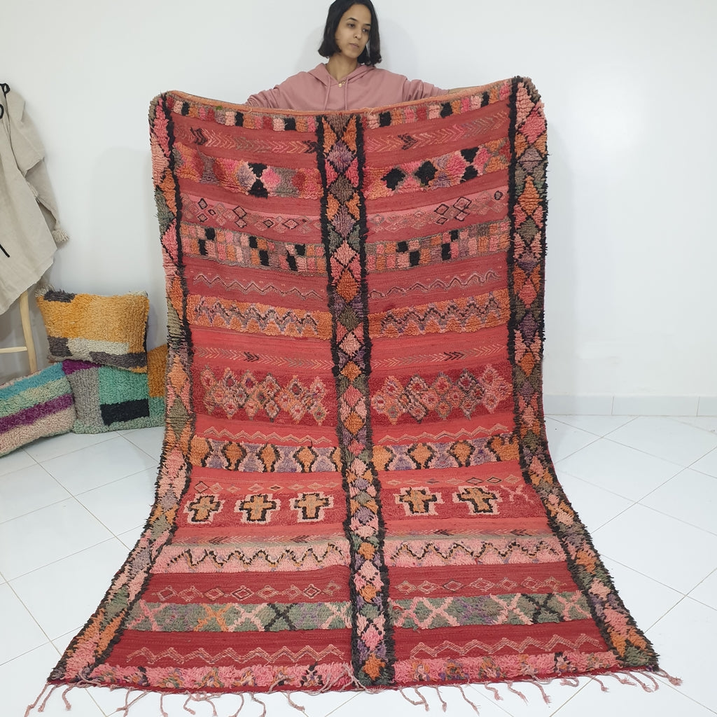 KONASO | 9x5'5 Fuß | 2,74x1,68m | Marokkanischer VINTAGE Bunter Teppich | 100 % Wolle handgefertigt