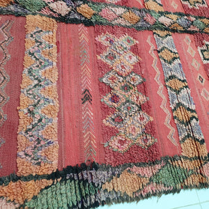 KONASO | 9x5'5 Ft | 2,74x1,68 m | Marokon VINTAGE Värikäs matto | 100% villaa käsintehty