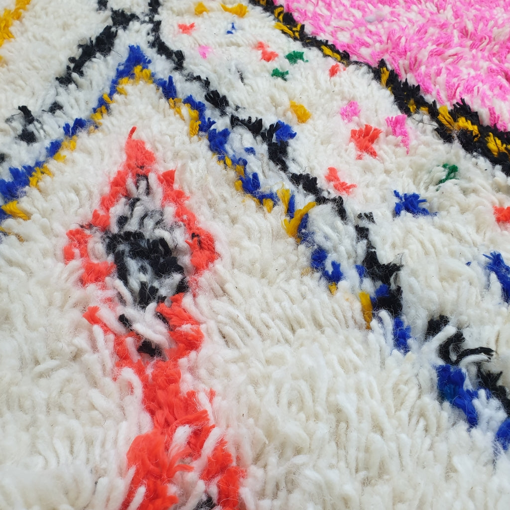 RAJNO | 9'7x6'6 voet | 3x2m | Marokkaans wit tapijt | 100% wol handgemaakt