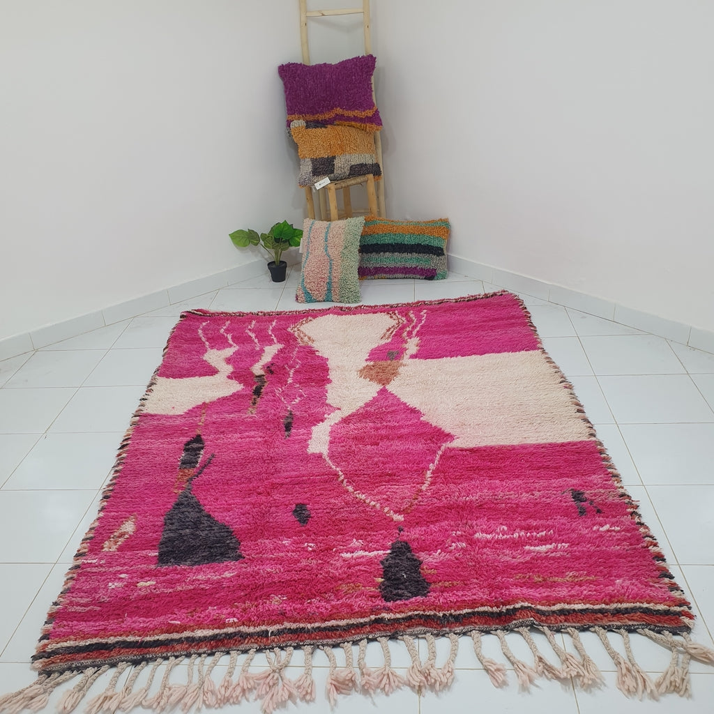 GSSIRA | 7'9x6'3 voet | 2,40x1,93m | Marokkaans kleurrijk tapijt | 100% wol handgemaakt