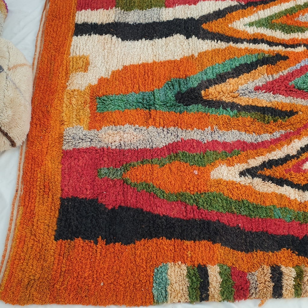 Marockansk matta Orange Boujaad | 9'7x7 Ft | 3x2 m | ANJAZ | 100% ull handgjorda