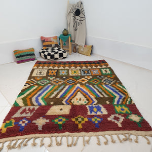 Marockansk matta Boujaad Färgglad vardagsrumsmatta | 9'2x6'4 Ft | 280x194 cm | GHIWLA | 100% ull handgjorda