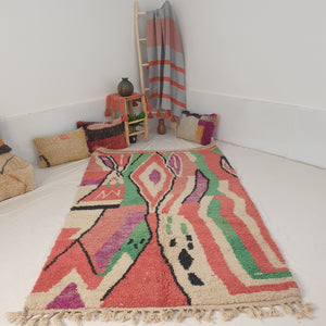 Moroccan Rug Boujaad Bedroom & living room carpet | NAHA | 8'2x5' Ft | 2,50x1,52 m | 100% wool handmade