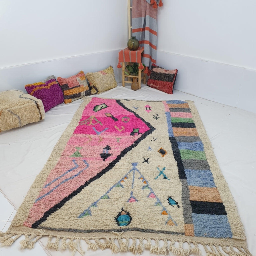 Marockansk matta Boujaad Sovrum & vardagsrum matta | SIMAGHI | 8'3x5'3 Ft | 2,54x1,63 m | 100% ull handgjorda