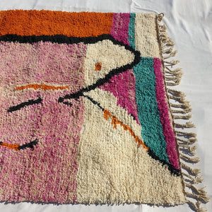 MOROCCAN BOUJAAD RUG | Moroccan Berber Rug | Orange & Pink Rug Moroccan Carpet | Authentic Handmade Berber Bedroom Rugs | 9'6x6'6 Ft | 2,92x2,00 m