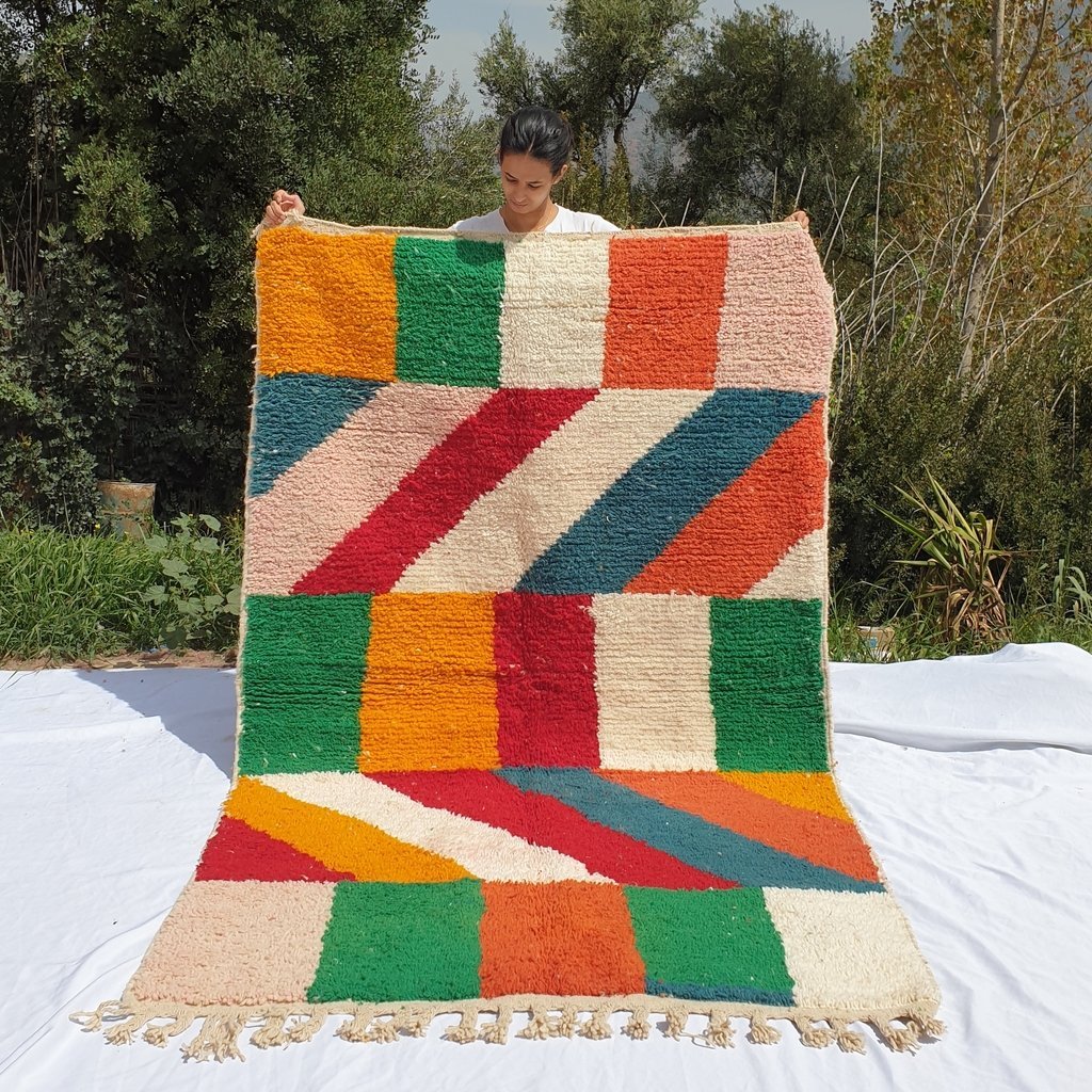 ACHERCHUR | 8x5 Ft | 2,5x1,5 m | Moroccan Colorful Rug | 100% wool handmade - OunizZ
