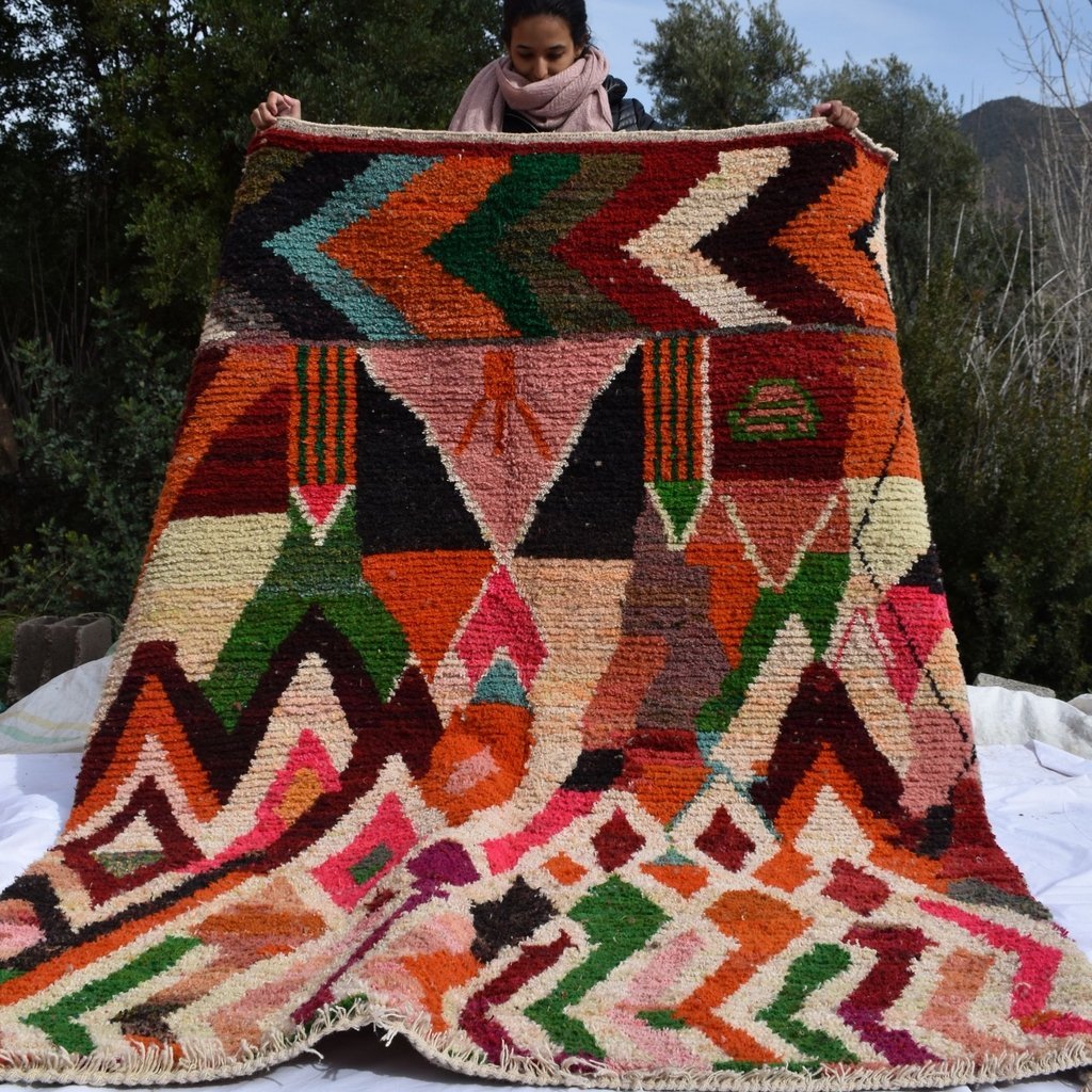 ACHKID | 8x5'5 Ft | 243x177 cm | Moroccan Colorful Rug | 100% wool handmade - OunizZ