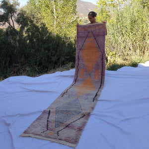 AJIBA Runner | 10'9x2'5 Ft | 3,31x0,75 m | Moroccan Colorful Rug | 100% wool handmade - OunizZ
