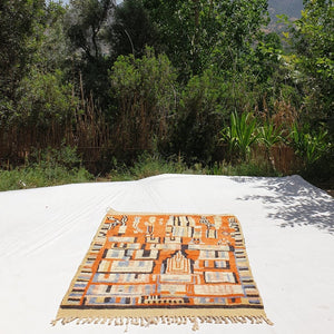 Alita - Moroccan Boujad Berber Rug | Colorful Authentic Handmade Bedroom Rug | 7x4'9 Ft | 2,14x1,50 m - OunizZ