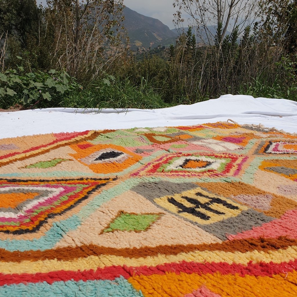 AMESLUB | 8x5'5 Ft | 2,5x1,5 m | Moroccan Colorful Rug | 100% wool handmade - OunizZ