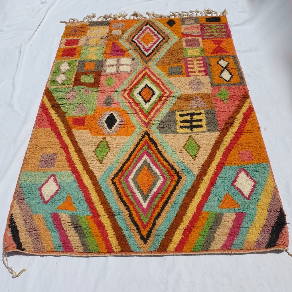 AMESLUB | 8x5'5 Ft | 2,5x1,5 m | Moroccan Colorful Rug | 100% wool handmade - OunizZ